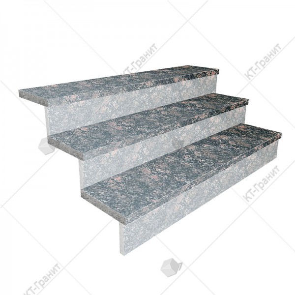Гранитные полированные накладные ступени из брусиловского гранита,  толщина  3 см